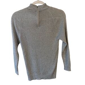 Startex Vintage Y2K Retro Silver Metallic Half-Zip Sweater Size M Sparkle